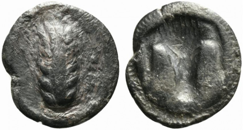 Southern Lucania, Metapontion, c. 470-440 BC. AR Triobol (13mm, 0.92g, 6h). Barl...