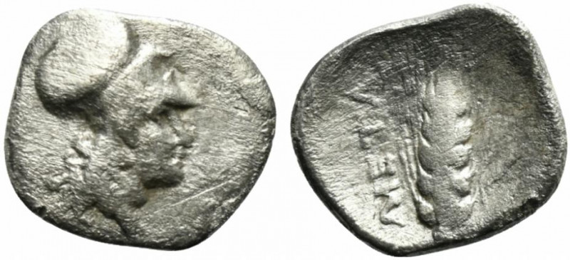 Southern Lucania, Metapontion, c. 325-275 BC. AR Diobol (13mm, 0.94g, 12h). Helm...
