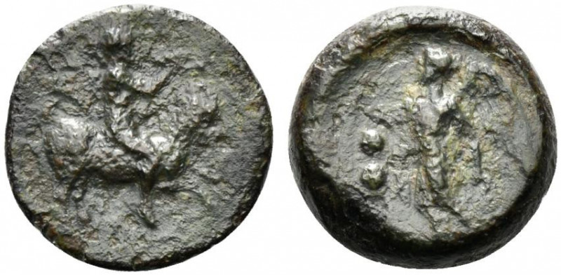 Sicily, Himera, c. 425-409 BC. Æ Hexas or Dionkion (13mm, 2.22g, 12h). Pan, blow...
