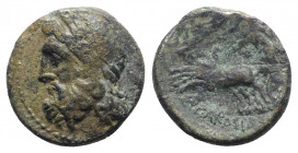 Sicily, Syracuse. Roman Rule, after 212 BC. Æ (21mm, 6.79g, 12h). Head of Zeus l.; corn-ear behind. R/ Nike on biga l. CNS II, 226; HGC 2, 1502. Green...