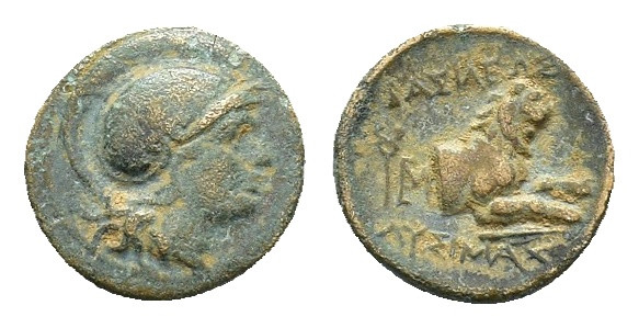 Kings of Thrace, Lysimachos, c. 305-281 BC. Æ Dichalkon (14,38 mm, 2,25 g). Helm...