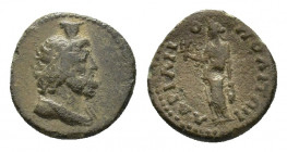 Thrace, Hadrianopolis, c. AD 150-200. Æ (17mm, 2.96g). Draped bust of Serapis, wearing calathus. R/ Isis standing l., holding sistrum and situla. RPC ...