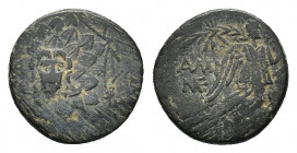 Pontos, Amisos, time of Mitridathes VI, c. 105-85 BC. Æ (20,79 mm, 7,59 g). Aegis with gorgoneion. R/ Nike advancing r., holding wreath and palm branc...