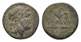 Bithynia, Dia, c. 85-65 BC. Æ (19,34mm; 8.68g). Laureate head of Zeus r. R/ Eagle standing l. on thunderbolt, head r.; in l. field, monogram. SNG BM B...