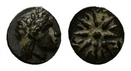 Mysia, Gambrion, after 350 BC. Æ (8,86 mm, 0,87 g). Laureate head of Apollo r. R/ ΓAM, eighted rayed star. Sear type 3871, SNG France 908–21. Very fin...