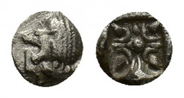 Ionia, Miletos, late 6th-early 5th century BC. AR Diobol (8,53 mm, 0,93 g). Forepart of a lion r., head l. R/ Stellate ornament within square incuse. ...