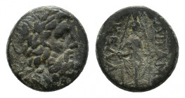 Phrygia, Apameia, c. 88-40 BC. Æ (17,73 mm, 7,59 g). Heraklei-, and Eglo-, magistrates. Laureate head of Zeus r. R/ Cult statue of Artemis Anaïtis fac...