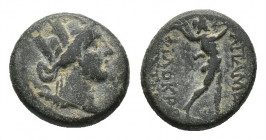 Phrygia, Apameia, c. 88-40 BC. Æ (15,89 mm, 5,02 g). Philokrat-, Ariste-, magistrates. Turreted bust of Artemis–Tyche r., bow and quiver over shoulder...