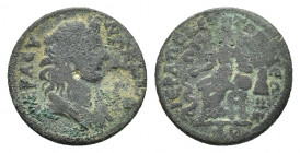 Phrygia, Hierapolis, time of Elagabalus, AD 218 -222. Æ (23,75 mm, 7,76 g). Pseudo-autonomous issue. Laureate and draped bust of the Senate, r. R/ Hyg...
