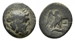 Phrygia, Laodikeia, c. 133/88-67 BC. Æ (17mm, 5.66g). Laureate head of Zeus r. R/ Eagle standing r. on cornucopia; c/m: forepart of lion r. Cf. SNG Co...