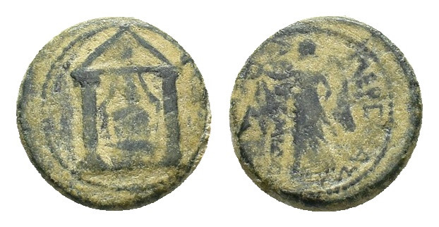 Pamphylia, Perge, 2nd-1st century BC. Æ (15,39 mm, 4,13 g). Distyle temple, eagl...