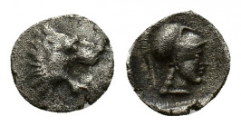 Pamphilia, Side, c. 370-350 BC. AR Obol (10,26 mm, 0,76 g). Lion's head r., with open jaws. R/ Helmeted Head of Athena r. SNG von Aulock 4774. SNG Fra...