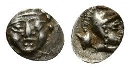 Pisidia, Selge, c. 350-300 BC. AR Obol (9,98 mm, 1,02 g). Facing gorgoneion. R/ Helmeted head of Athena r.; astralagos behind. SNG France 1930-4. Very...