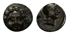 Pisidia, Selge, c. 350-300 BC. AR Obol (9,48 mm, 0,82 g). Facing gorgoneion. R/ Helmeted head of Athena r.; astralagos behind. SNG France 1930-4. Good...