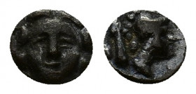 Pisidia, Selge, c. 250-190 BC. AR Obol (8,42 mm, 0,63g). Facing gorgoneion. R/ Helmeted head of Athena r.; astragalos and spearhead behind. SNG France...