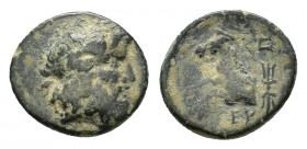 Pisidia, Termessos, 1st century BC. Æ (18,28 mm, 5,09 g). Year 26 (46/5 BC). Laureate head of Zeus r. R/ Forepart of horse l.; date above; thunderbolt...