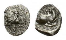 Cilicia, Kelenderis, c. 425-400 BC. AR Obol (9,76 mm; 0,72 g). Forepart of Pegasos l. R/ Forepart of goat l., head r.; KEΛ. Sear Greece 5536. Fine.