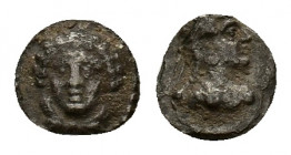 Cilicia, Tarsos (time of Pharnabazos and Datames), c. 380-361 BC. AR Obol (8,64 mm, 0,55 g). Draped, female bust facing. R/ Diademed and draped bust o...
