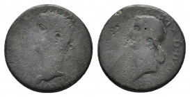 Paphlagonia, Sinope. Claudius with Agrippina Junior (41-54). Æ (26mm, 12.29g), year 100 (AD 54). Laureate head of Claudius l. R/ Head of Agrippina Jun...
