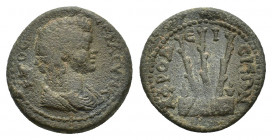 Caria, Aphrodisias, time of Elagabalus to Severus Alexander (AD 218-235). Æ (25,42 mm, 10,29 g). Pseudo-autonomous issue. Draped bust of Senate r. R/ ...