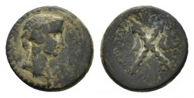 Caria, Tabae, time of Vespasian (AD 69-79). Æ (19,29 mm, 6,02 g). Pseudo-autonomous issue, AD 54-96. Kallikrates Brachylidos, magistrate. Head of Dion...