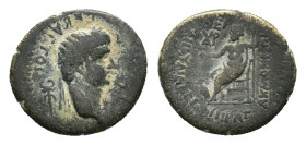 Phrygia, Acmoneia, time of Nero, AD 54-68. AE 20 (18,67 mm, 4,46 g). Lucius Servenius Capito, archon, with his wife Julia Severa, c. AD 62. Laureate h...