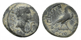 Phrygia, Amorium. Augustus (27 BC-AD 14). Æ (18,95 mm, 5,38 g). Kallippos Alexandrou, magistrate. Bare head r. R/ Eagle standing r. on thunderbolt wit...