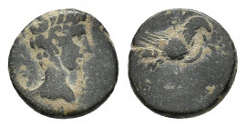 Phrygia, Amorium. Augustus (27 BC - AD 14). Æ (17,05 mm, 5,54 g). Bare head r. R/ Eagle with caduceus standing r. Fair.