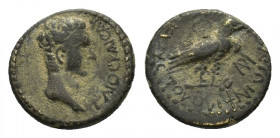 Phrygia, Amorium. Caligula (AD 37-41). Æ (18,79 mm, 4,30 g). Silvanus and Iustus Vipsanius, magistrates. Laureate head r. R/ Eagle standing r.; in r. ...
