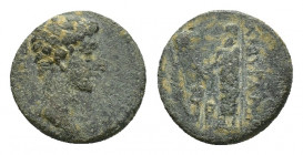 Phrygia, Cibyra. Augustus (27 BC-AD 14). Æ (16,78 mm, 3,61 g). Bare head r. R/ Zeus standing l., holding thunderbolt and sceptre; in l. field, palm an...