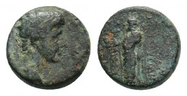 Phrygia, Laodicea ad Lycum. Tiberius (or possibly Augustus?) AD 14-37. Æ (17,05 mm, 7.13 g, 11 h). Dioskourides, Magistrate. Bare head of Tiberius (po...
