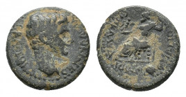 Phrygia, Synnada. Augustus (27 BC-14 AD). Æ (18,45 mm, 5,76 g). Valerianos, magistrate. Bare head r. R/ Zeus seated l. on throne, holding Nike and sce...