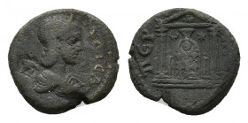Pamphilia, Perga, Otacilia Severa (244-249). Æ (18,06 mm, 5,00 g). Diademed and draped bust r., set on a crescent. R/ Cult figure of Artemis Pergaia, ...