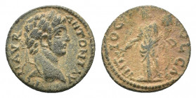 Pisidia, Antioch. Caracalla (AD 198-217). Æ (21,63 mm, 5,18 g). Laureate head of Caracalla r. R/ Tyche-Fortuna standing front, head l., holding olive-...