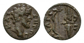 Pisidia, Selge. Marcus Aurelius (Caesar, 139-161), c. Æ (16,95 mm, 2,84 g). Bare head r. R/ Winged thunderbolt and bow. RPC IV online 4959 (temporary)...