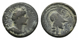 Lycaonia, Iconium. Antoninus Pius (AD 138-161). Æ (20,51 mm, 6,59 g). Laureate and draped bust of Antoninus Pius r. R/ Helmeted head of Athena r. von ...