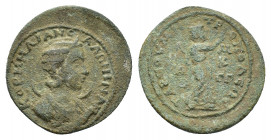 Cilicia, Tarsus. Salonina (Augusta, AD 254-268). Æ (28,43 mm, 15,17 g). Diademed and draped bust r., resting on a crescent. R/ Helios standing r., hol...