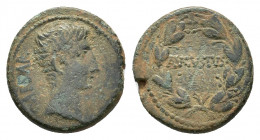 Syria, Antioch. Augustus (27 BC-AD 14), circa 27-23 BC. Æ (24,19 mm, 10,89 g). Bare head r.; AVGVSTVS within laurel wreath. RPC 4100; McAlee 190. Very...