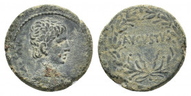 Syria, Seleucis and Pieria. Augustus (27 BC-AD 14), c. 27-25 BC. Æ (25,36 mm, 11,16 g). Bare head r. R/ AVGVSTVS within wreath. McAlee 190; RPC I 4100...