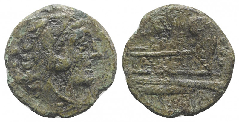 C. Aburius Geminus, Rome, 134 BC. Æ Quadrans (15mm, 3.08g, 9h). Head of Hercules...