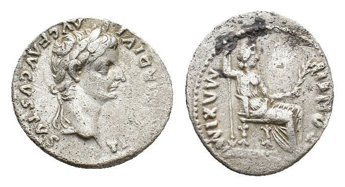 Tiberius (14-37). AR Denarius (16,95 mm, 3,65 g). Lugdunum, AD 36-37. Laureate h...