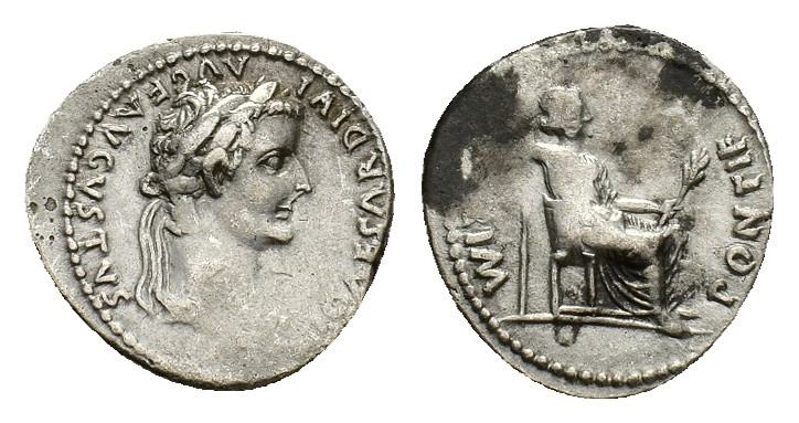 Tiberius (14-37). AR Denarius (17,84 mm, 3,62 g). Lugdunum, AD 36-37. Laureate h...