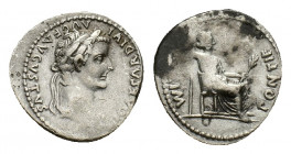Tiberius (14-37). AR Denarius (17,84 mm, 3,62 g). Lugdunum, AD 36-37. Laureate head r. R/ Pax-Livia figure seated r. on chair with ornamented legs, ho...