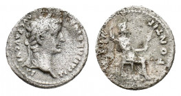 Tiberius (14-37). AR Denarius (17,34 mm, 3,50 g). Lugdunum, AD 36-37. Laureate head r. R/ Pax-Livia figure seated r., holding vertical scepter and oli...