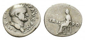 Vespasian (AD 69-79). AR Denarius (18,06 mm, 3,13 g), Rome, July-December AD 71. Laureate head r. R/ Vesta seated l., holding simpulum. RIC 46; BMC 58...
