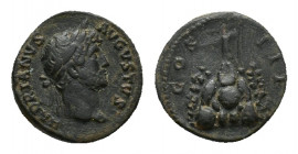Hadrian (AD 117-138), Æ Quadrans (15,11 mm, 2,58 g). Rome, circa 125-127. Laureate head r., with slight drapery on his l. shoulder. Rev. Mount Argaios...