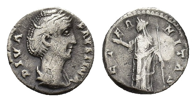 Diva Faustina I (died 140/1). AR Denarius (15,83 mm, 3,56 g). Rome, after AD 141...