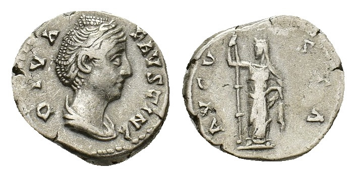 Diva Faustina I, Denarius struck under Antoninus Pius. AR (18,01 mm, 3,37 g). Ro...