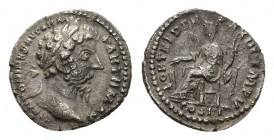 Marcus Aurelius (AD 161-180). AR Denarius (17,95 mm, 3,16 g). Rome, AD 168. Laureate head r. R/ Fortuna seated l., holding rudder and cornucopiae; in ...