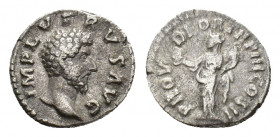 Lucius Verus (AD 161-169). AR Denarius (17,00 mm, 3,19 g). Rome, AD 163. Bare head r. R/ Providentia standing l., holding globe and cornucopiae. RIC 4...